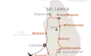 Reiseroute durch Sri Lanka Karte von Sri Lanka mit markierten Städten und Routen.