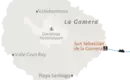 Karte von La Gomera mit wichtigen Orten Karte von La Gomera mit San Sebastián, Valle Gran Rey und Garajonay Nationalpark.