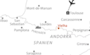 Karte der Zentralpyrenäen Karte der Zentralpyrenäen mit Toulouse, Vielha und Umgebung.