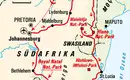 Route der Südafrika-Wildnis-Tour Karte zeigt die Route der Südafrika-Wildnis-Tour im Nordosten.