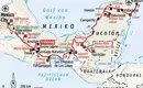 Routenkarte Mexiko Entdeckungsreise Karte der Mexiko Entdeckungsreise mit Trekking-Route und Sehenswürdigkeiten.