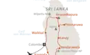 Reiseroute durch Sri Lanka Karte von Sri Lanka mit markierten Städten und Routen.