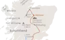 Reiseroute durch Schottland Kartendarstellung der Route durch Schottland, inklusive Loch Ness und Cairngorms.