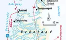 Reiseroute durch Grönland Karte zeigt Reiseroute durch Grönland mit Stopps.