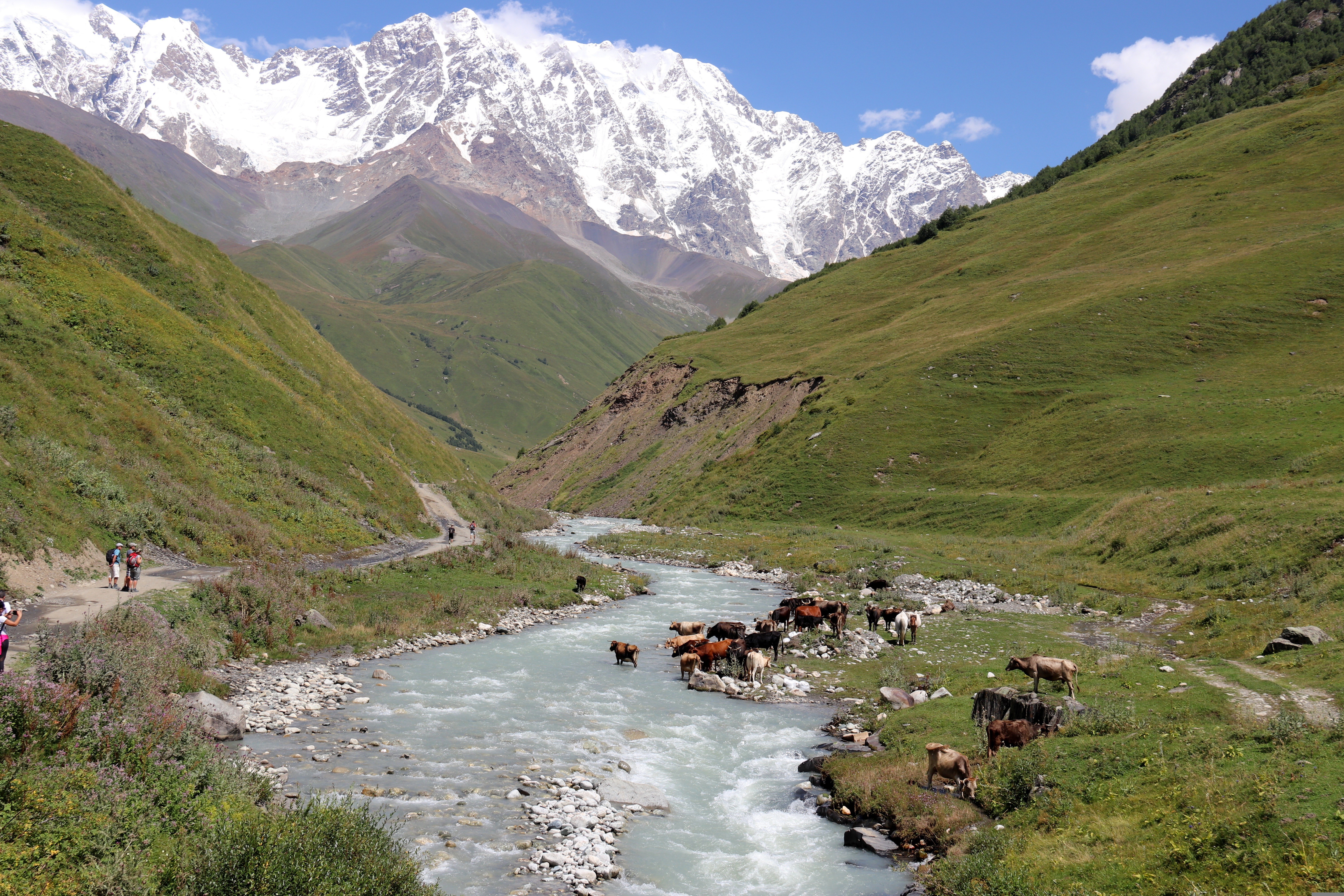 Abgelegene Hochtäler, wilde Flüsse und schneebedeckte Gipfel machen Tuschetien und Chewsuretien zu den ursprünglichsten Trekkingregionen Georgiens