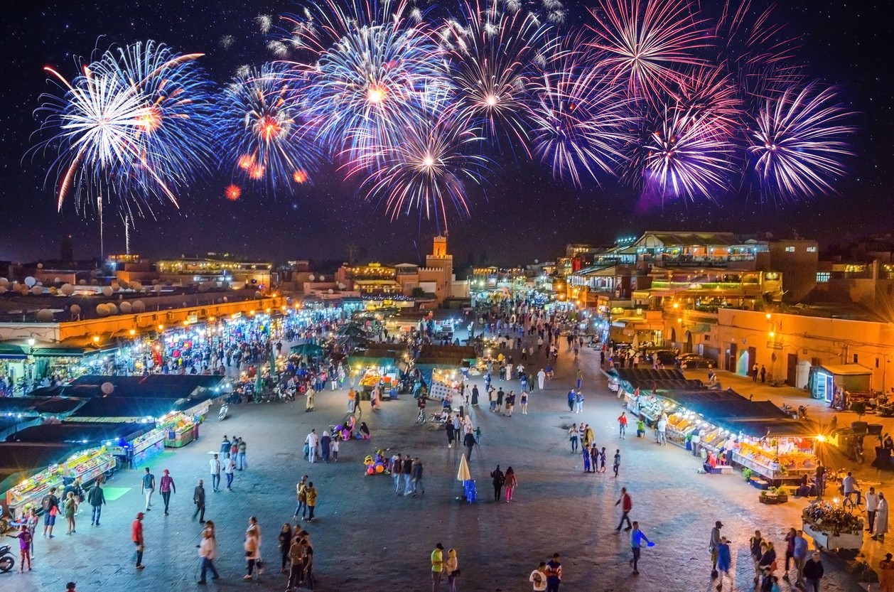 Feuerwerk über der Medina von Marrakesch